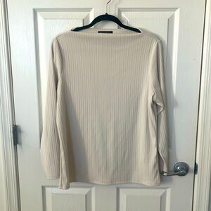 Banana Republic Factory Cream Ribbed Long Sleeve Top